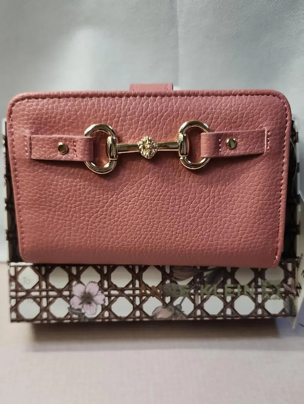 Anne Klein Rose Pink Horsebit Wallet Gold Hardware Quiet Luxury NWT